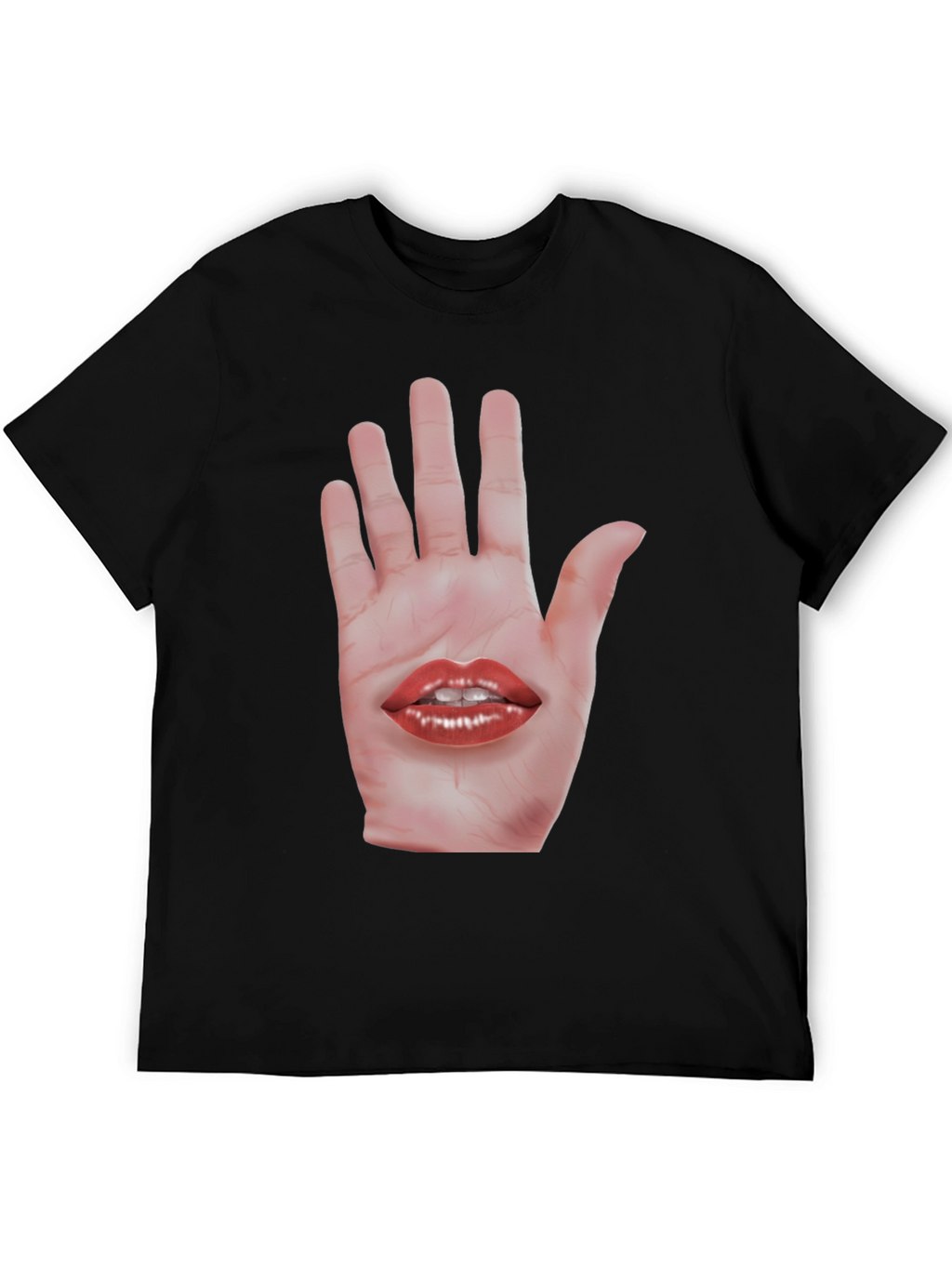 Surreal Hand and Lips Graphic T-Shirt