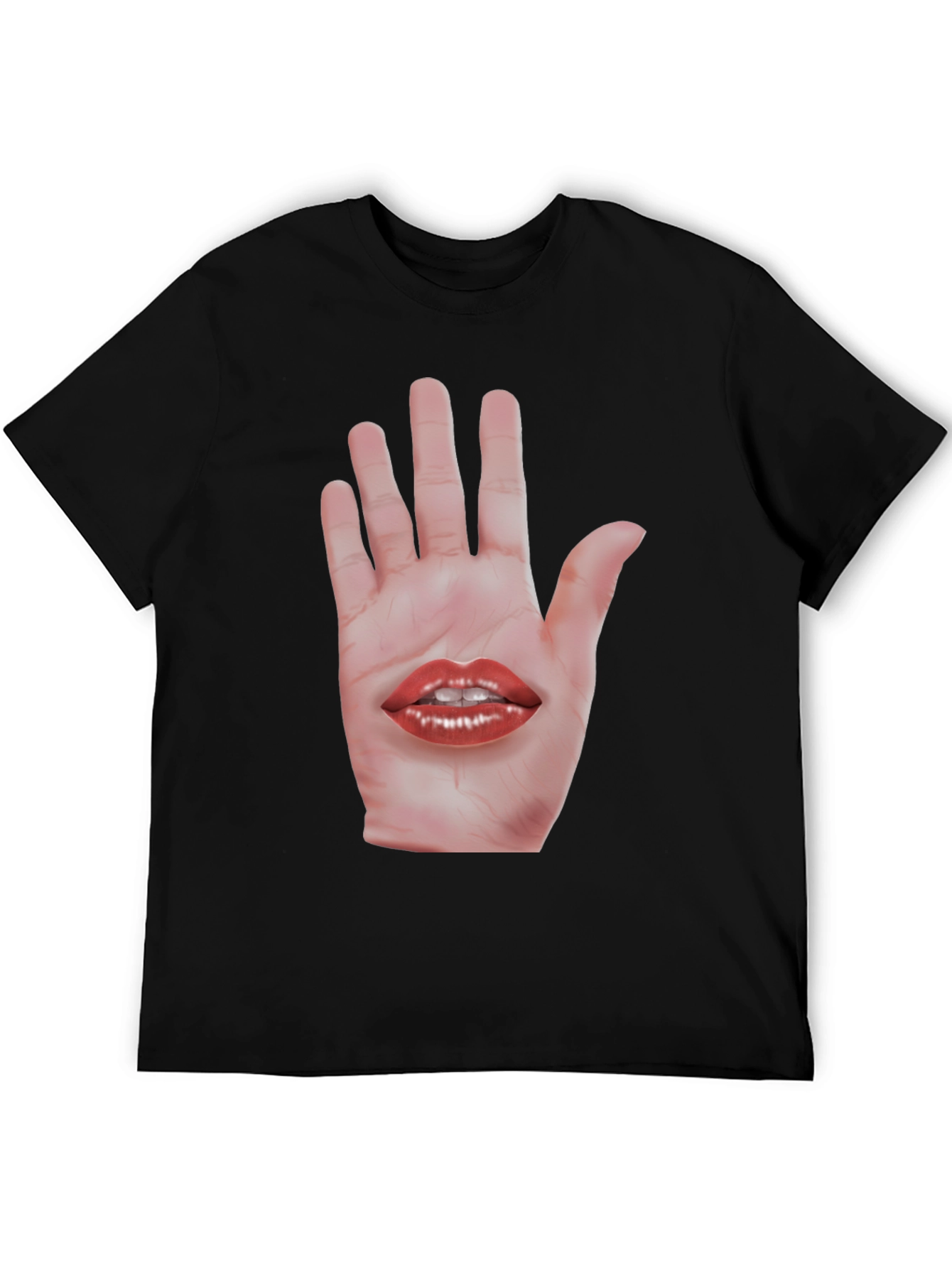Surreal Hand and Lips Graphic T-Shirt