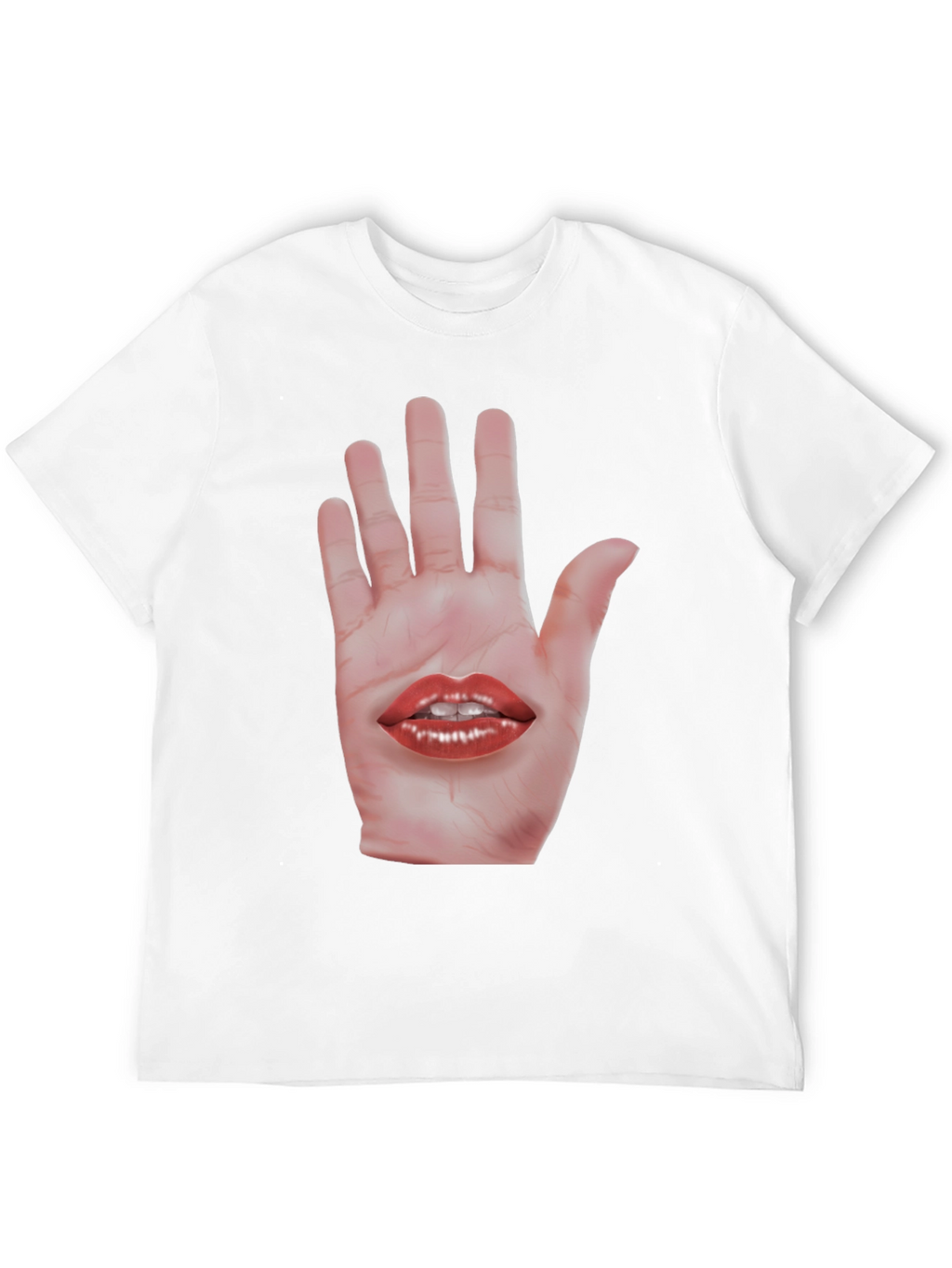 Surreal Hand and Lips Graphic T-Shirt