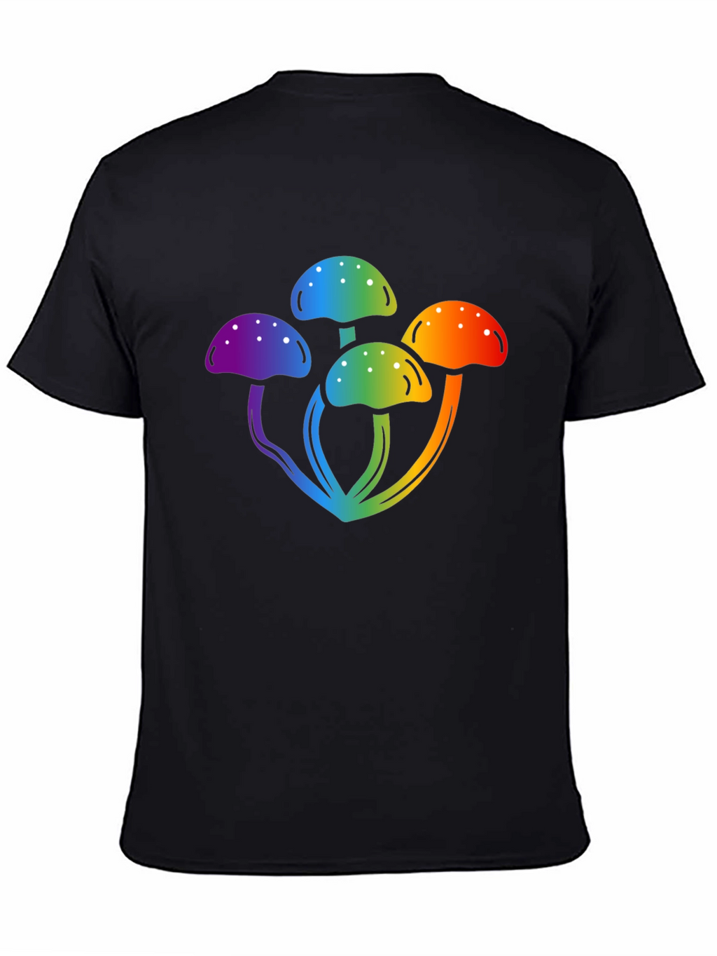 Rainbow Mushroom Graphic Black T-Shirt