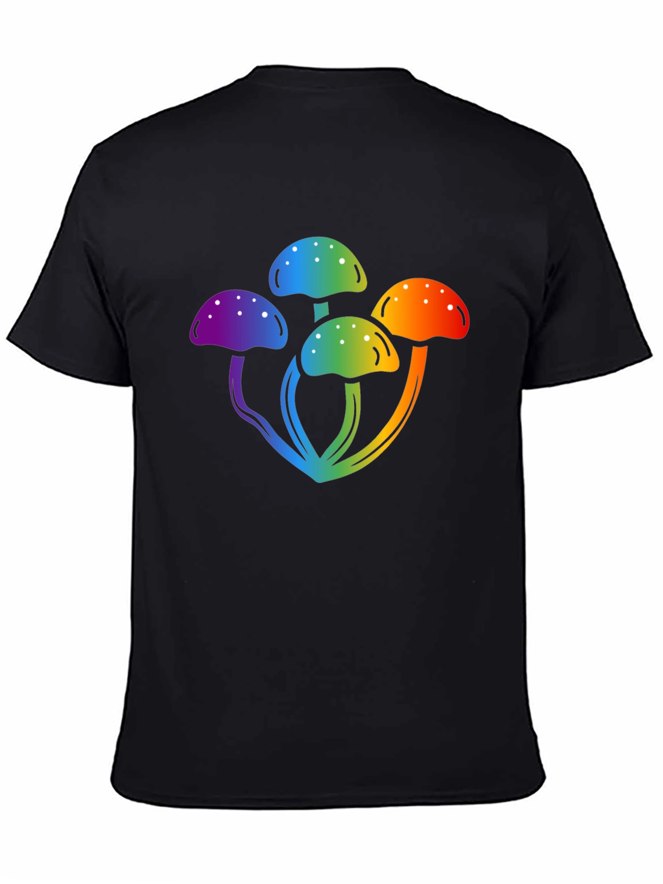 Rainbow Mushroom Graphic Black T-Shirt