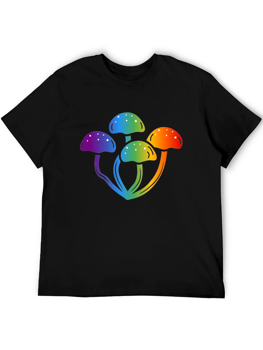 Rainbow Mushroom Graphic Black T-Shirt