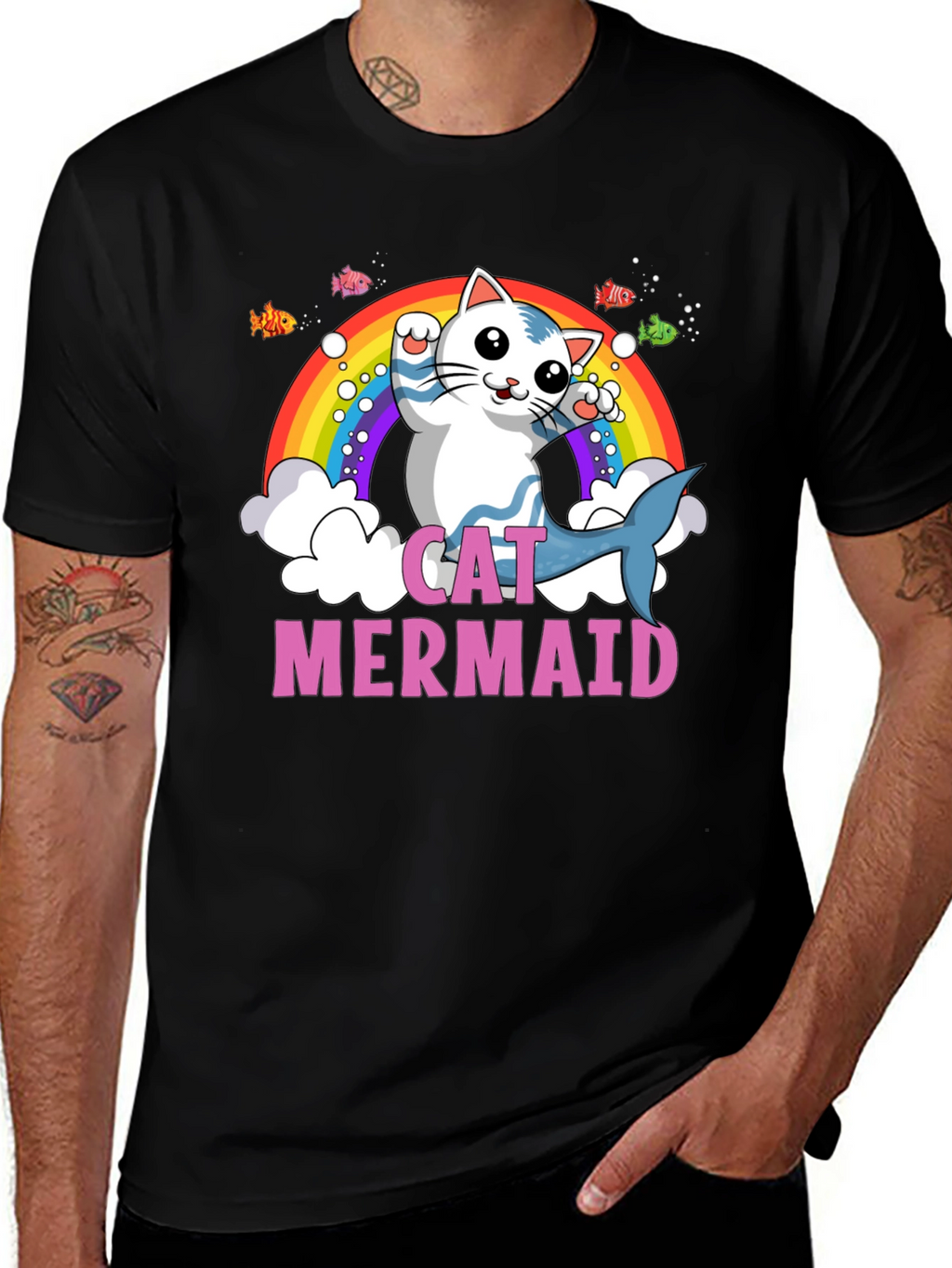 Cat Mermaid Graphic T-Shirt