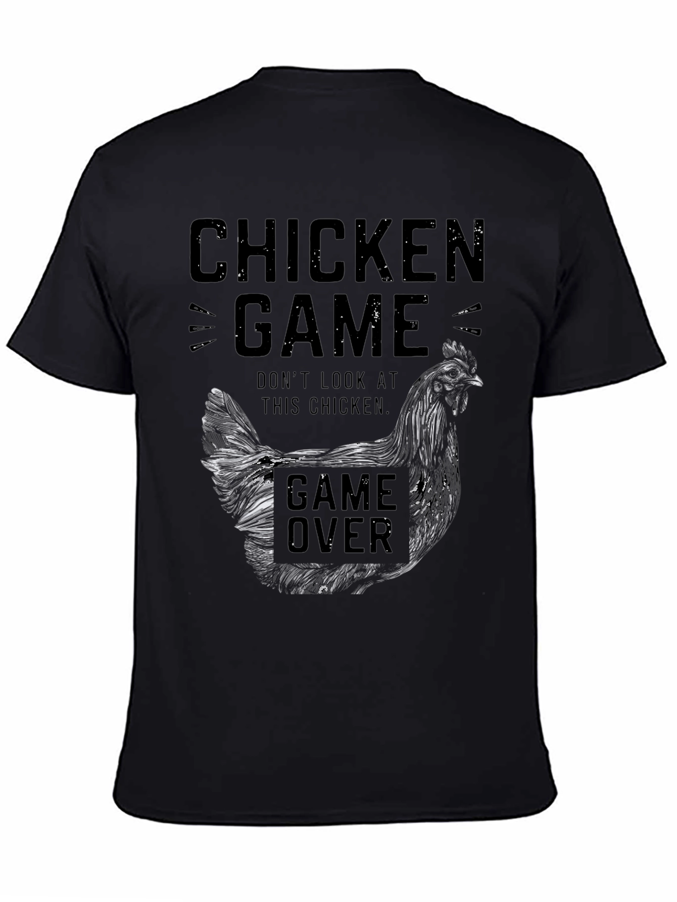 Chicken Game Black Graphic Tee for Men
