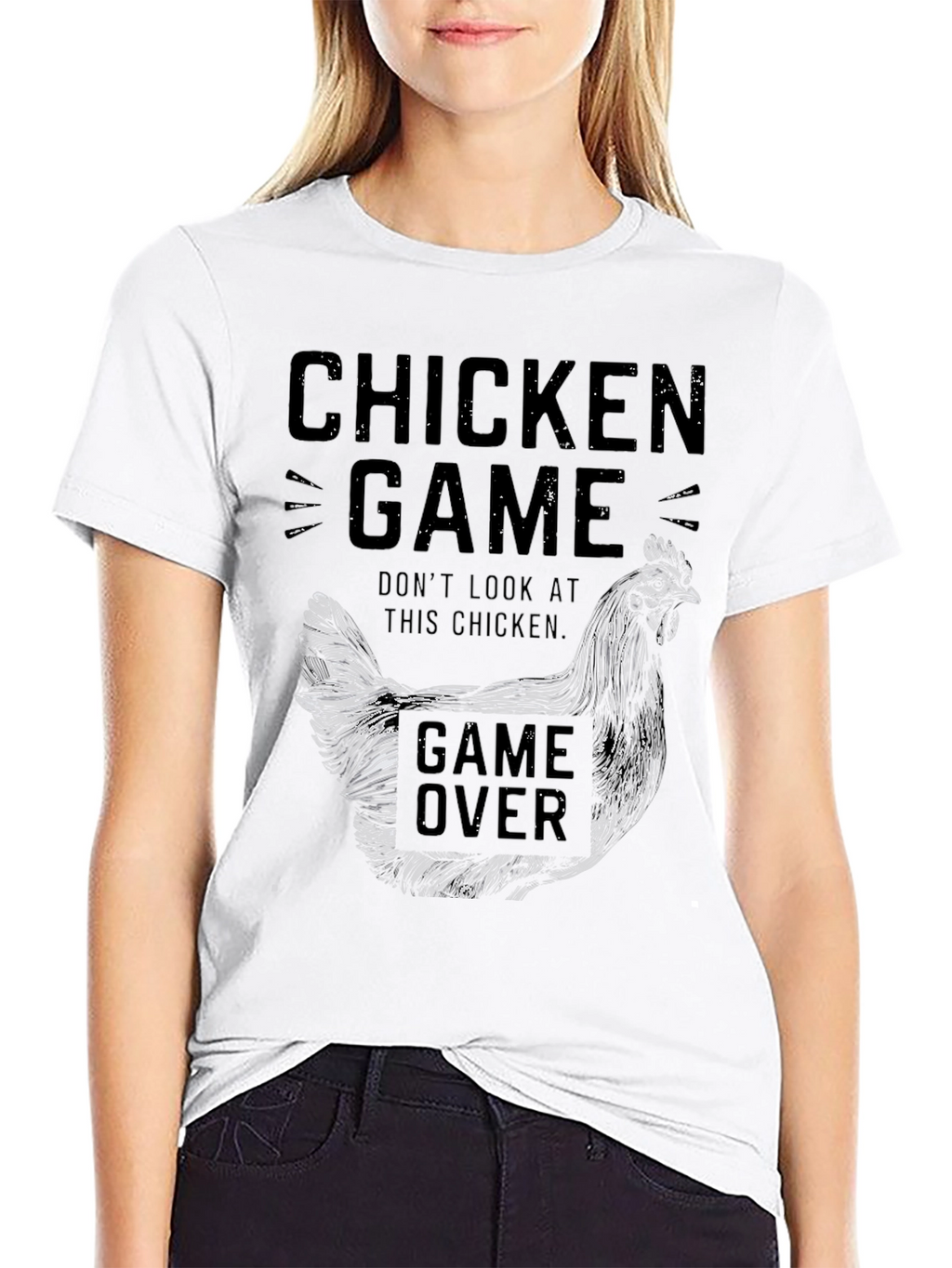 Chicken Game Black Graphic Tee for Men