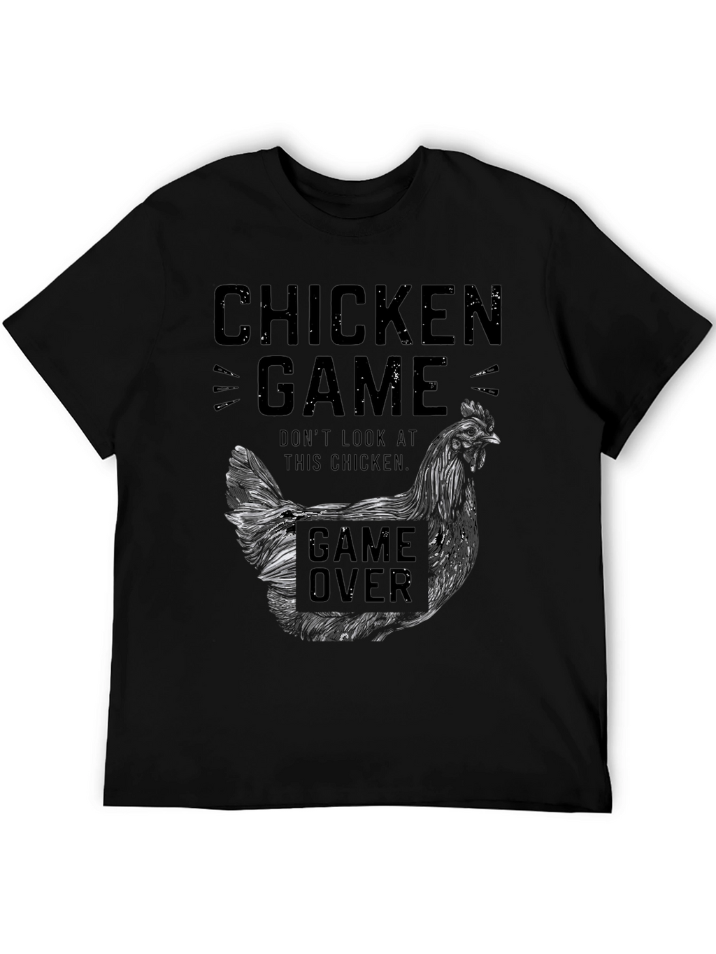 Chicken Game Black Graphic Tee for Men