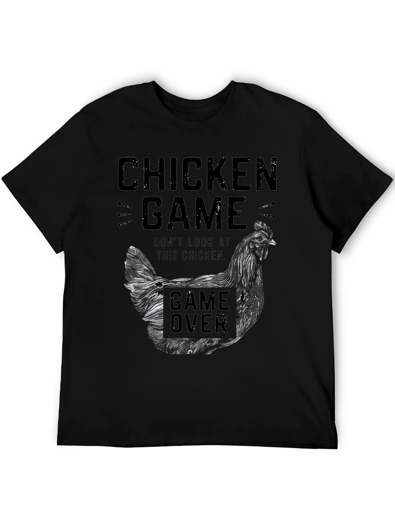 Chicken Game Black Graphic Tee for Men