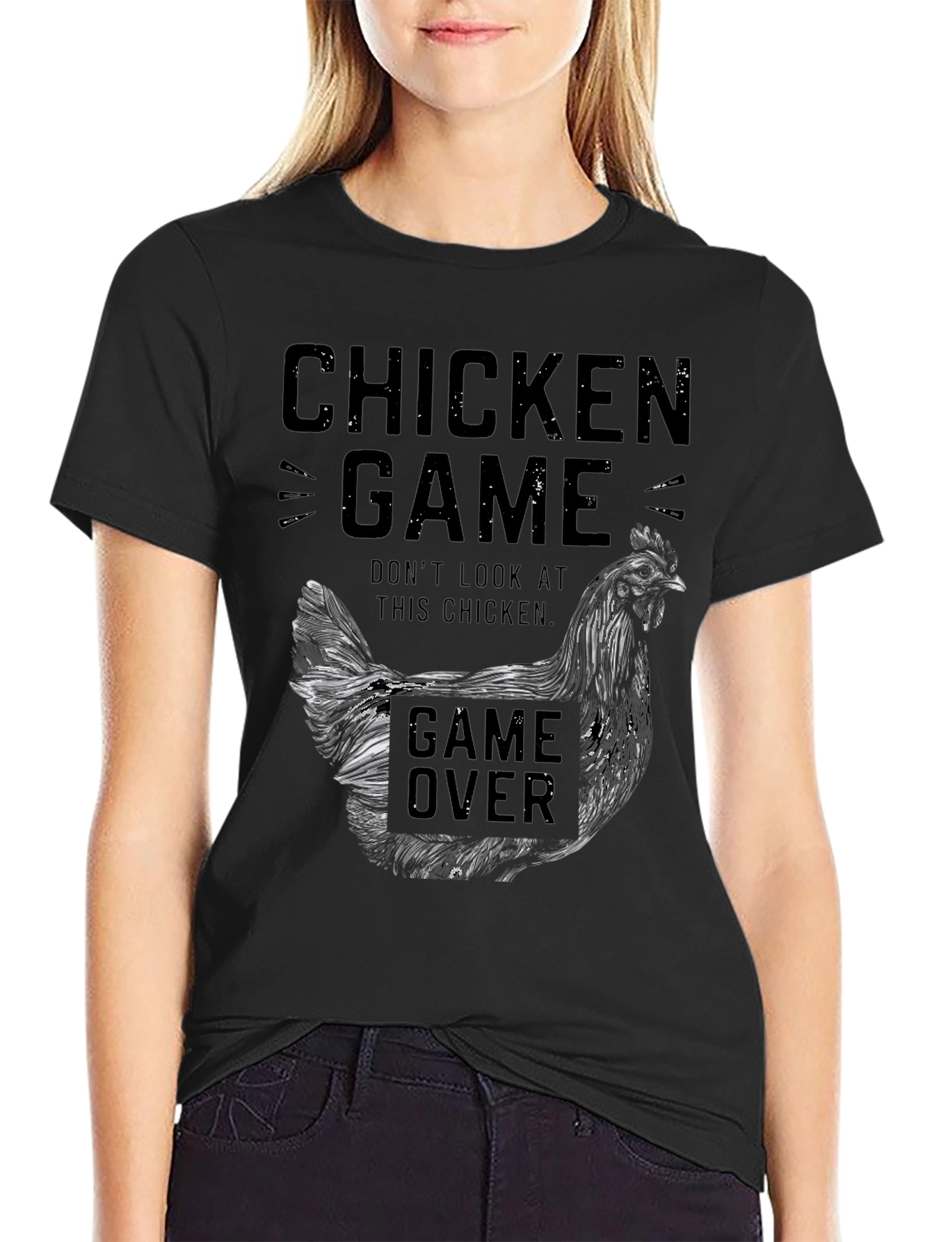 Chicken Game Black Graphic Tee for Men