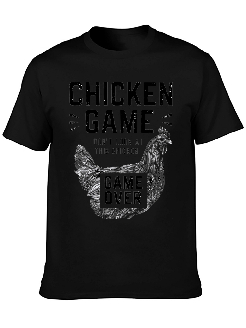 Chicken Game Black Graphic Tee for Men