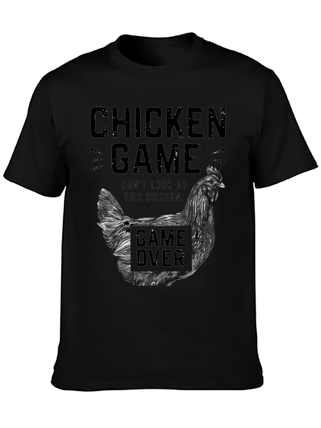 Chicken Game Black Graphic Tee for Men