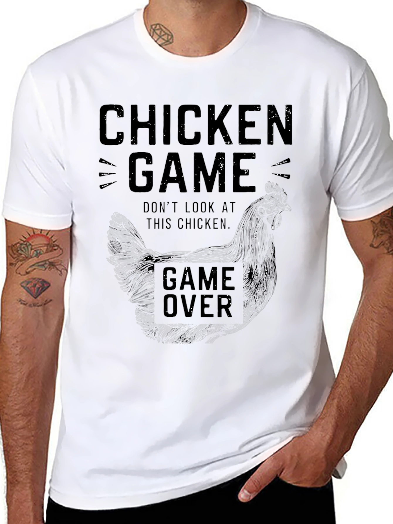 Chicken Game Black Graphic Tee for Men