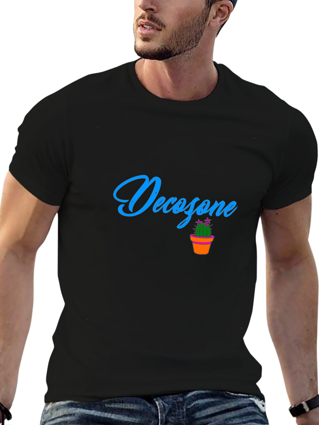 Decozone Black Cotton Graphic Tee