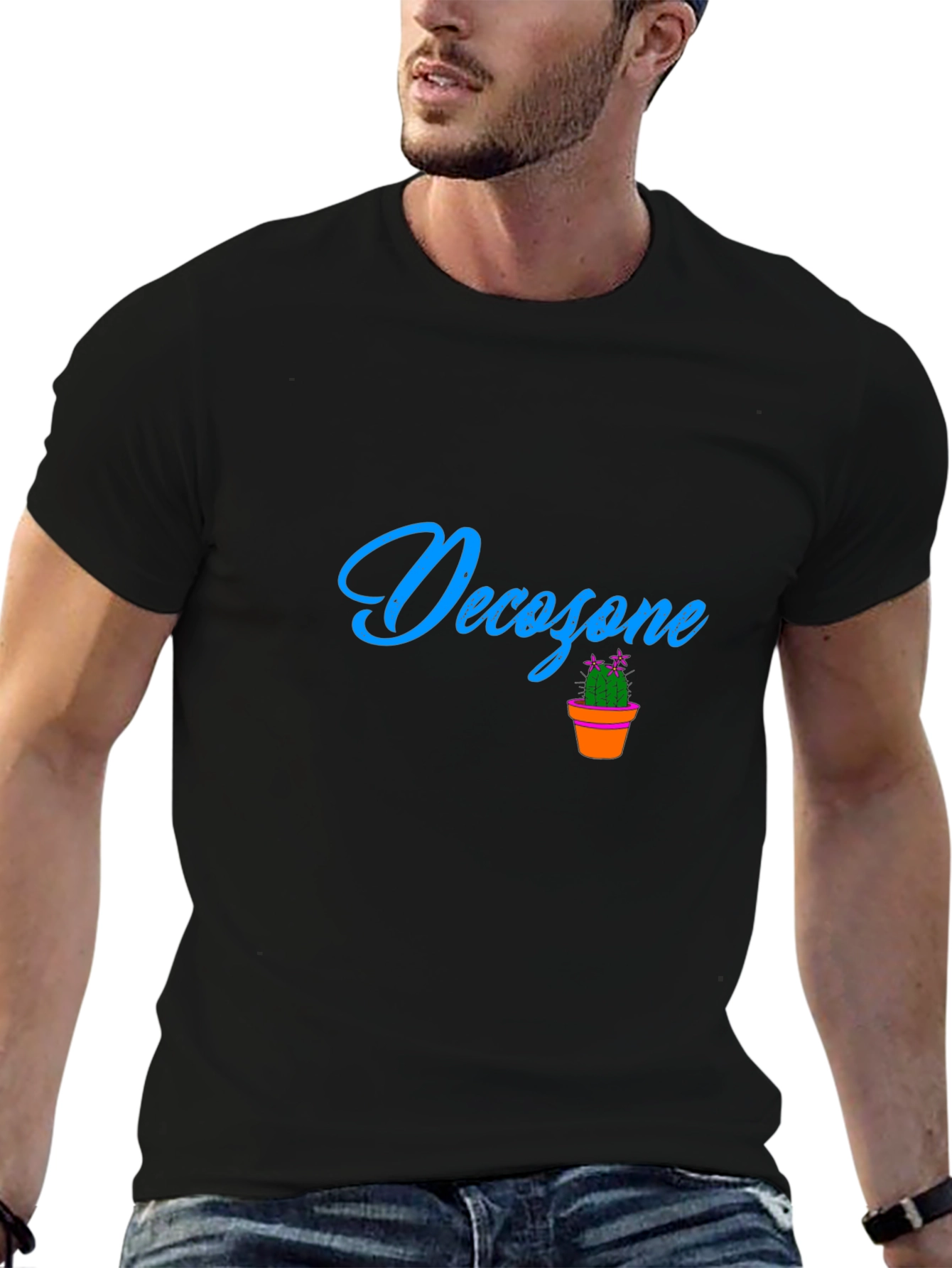 Decozone Black Cotton Graphic Tee