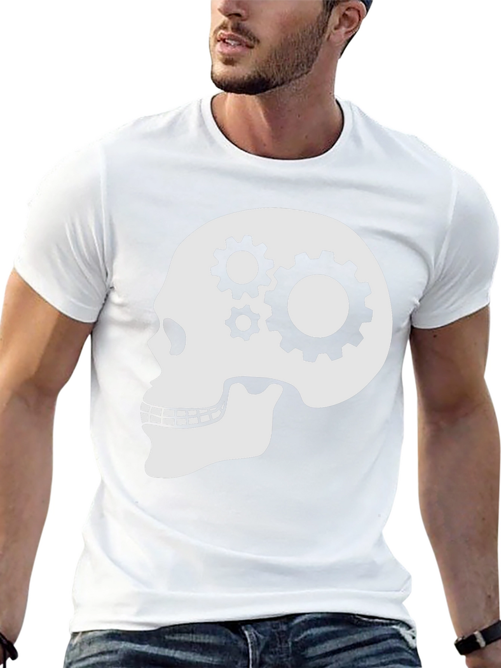 Gearhead Skull Graphic T-Shirt - Black Cotton Tee