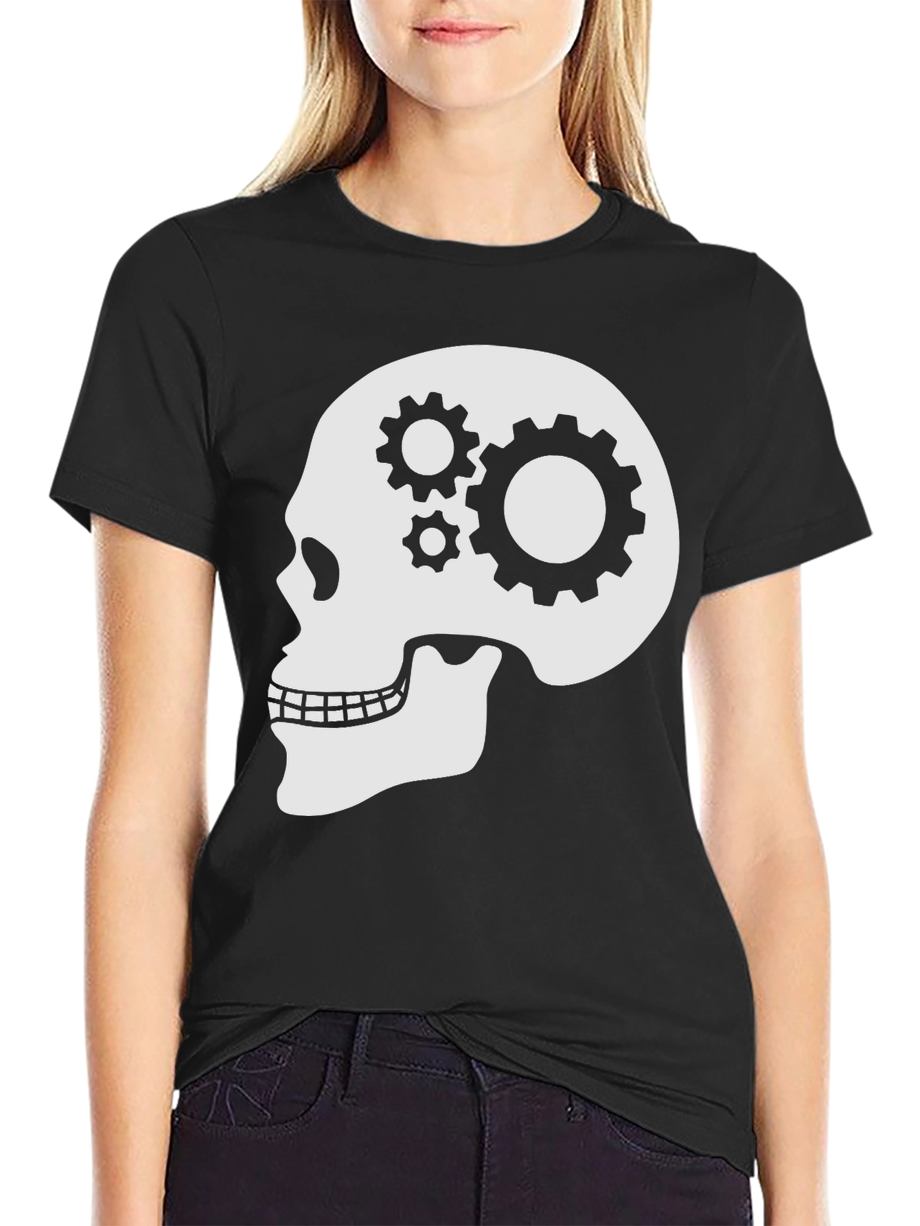 Gearhead Skull Graphic T-Shirt - Black Cotton Tee