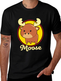 Cute Moose T-Shirt - Cartoon Animal Graphic Tee
