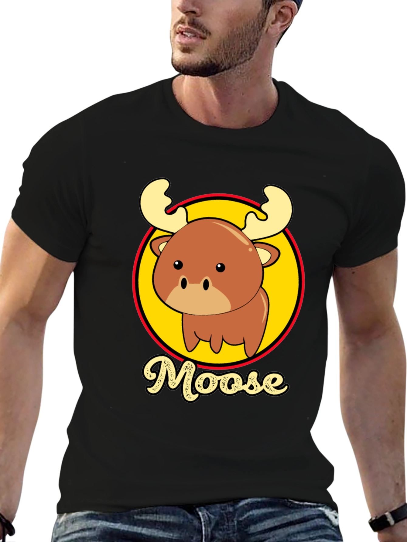 Cute Moose T-Shirt - Cartoon Animal Graphic Tee