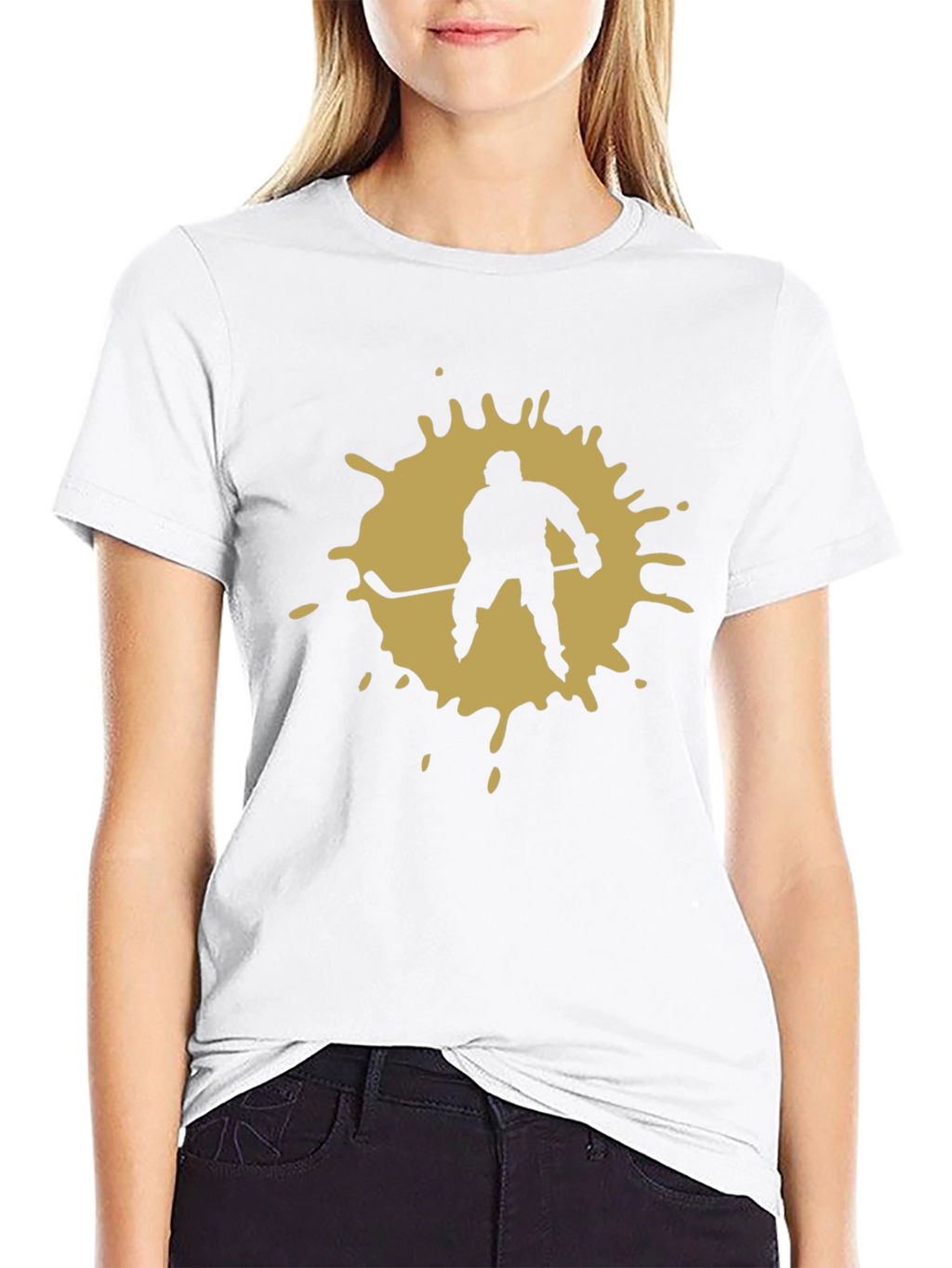 Hockey Player Splatter Graphic T-Shirt