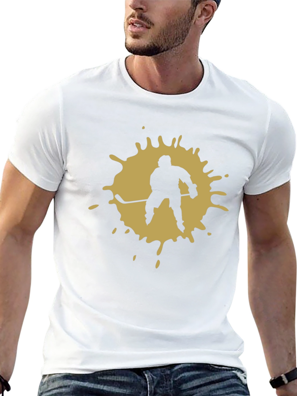 Hockey Player Splatter Graphic T-Shirt