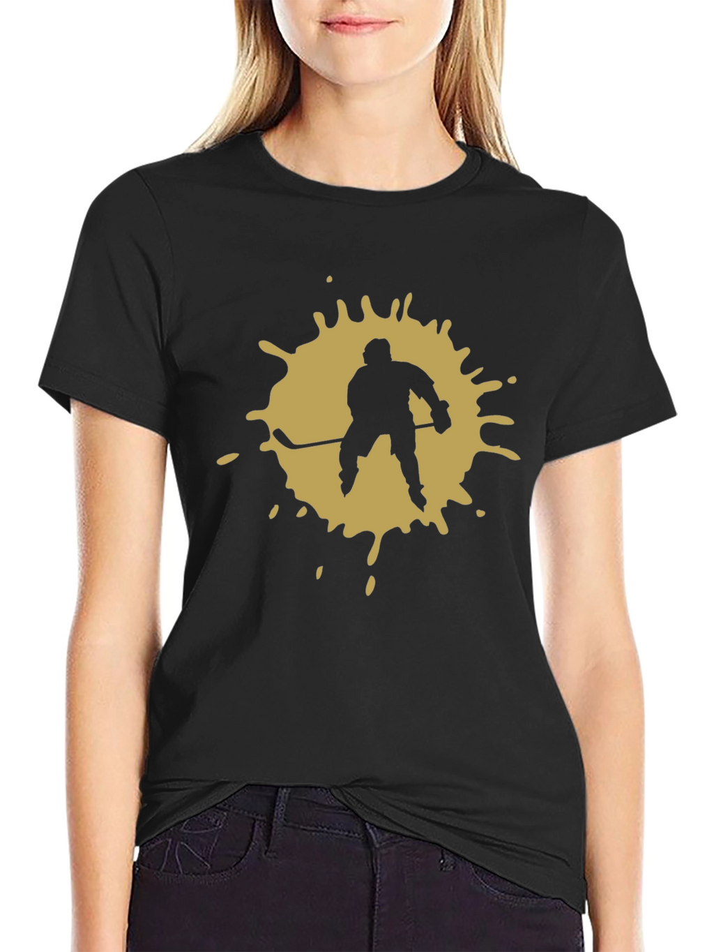 Hockey Player Splatter Graphic T-Shirt