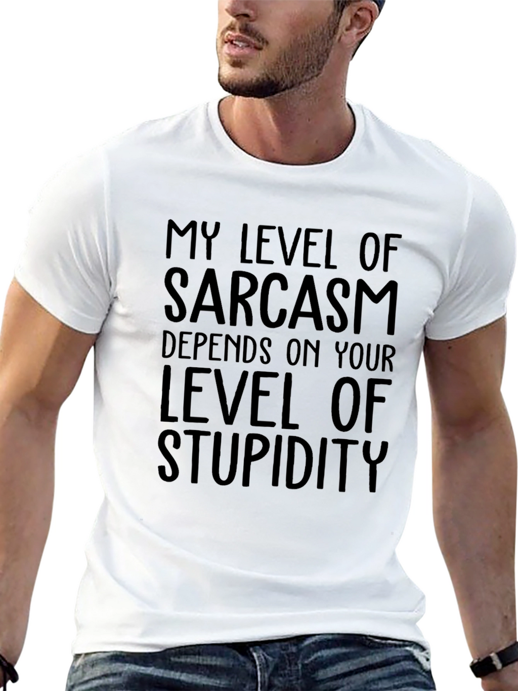 Sarcastic Humor T-Shirt: Level of Stupidity Tee