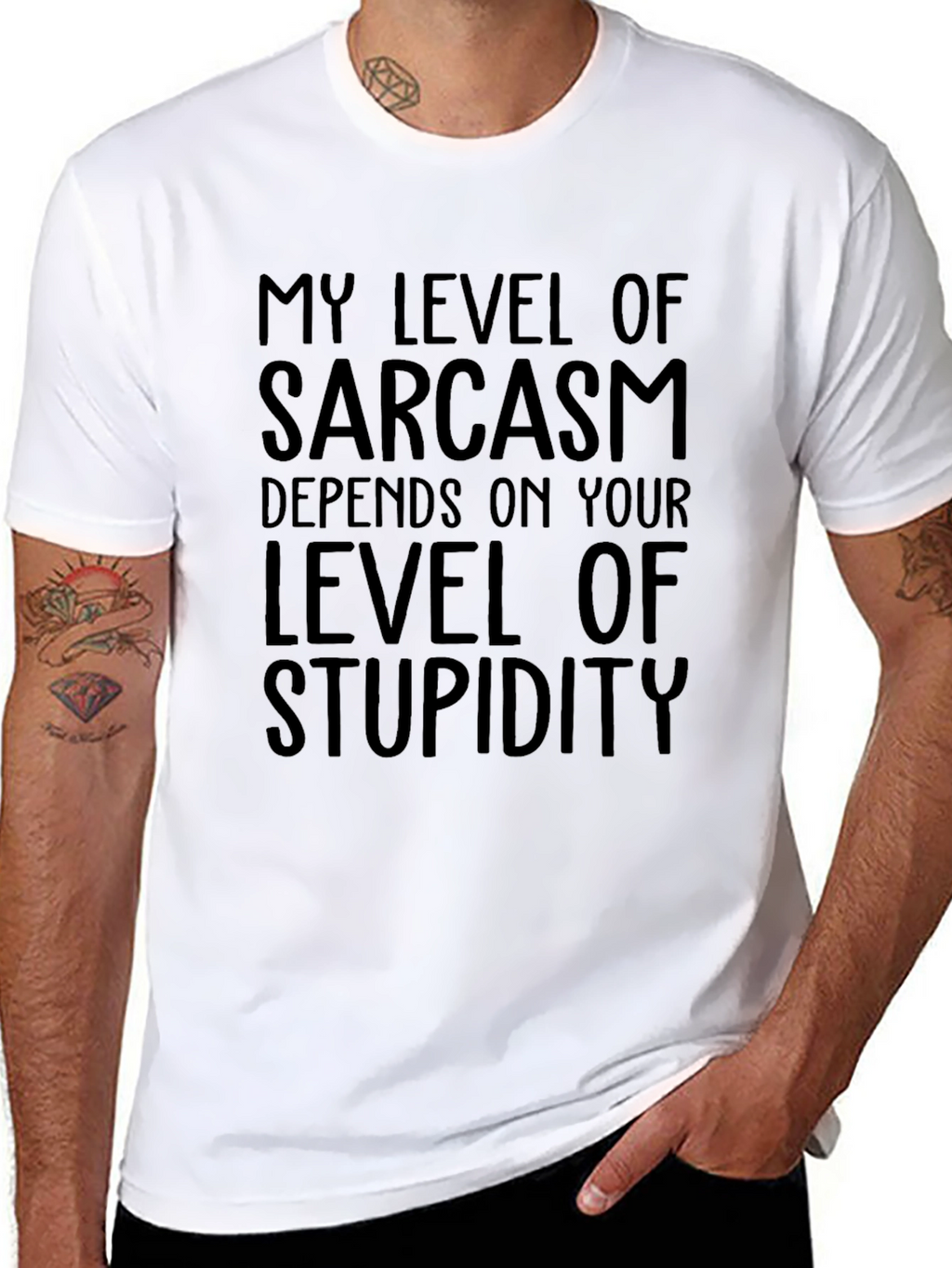 Sarcastic Humor T-Shirt: Level of Stupidity Tee