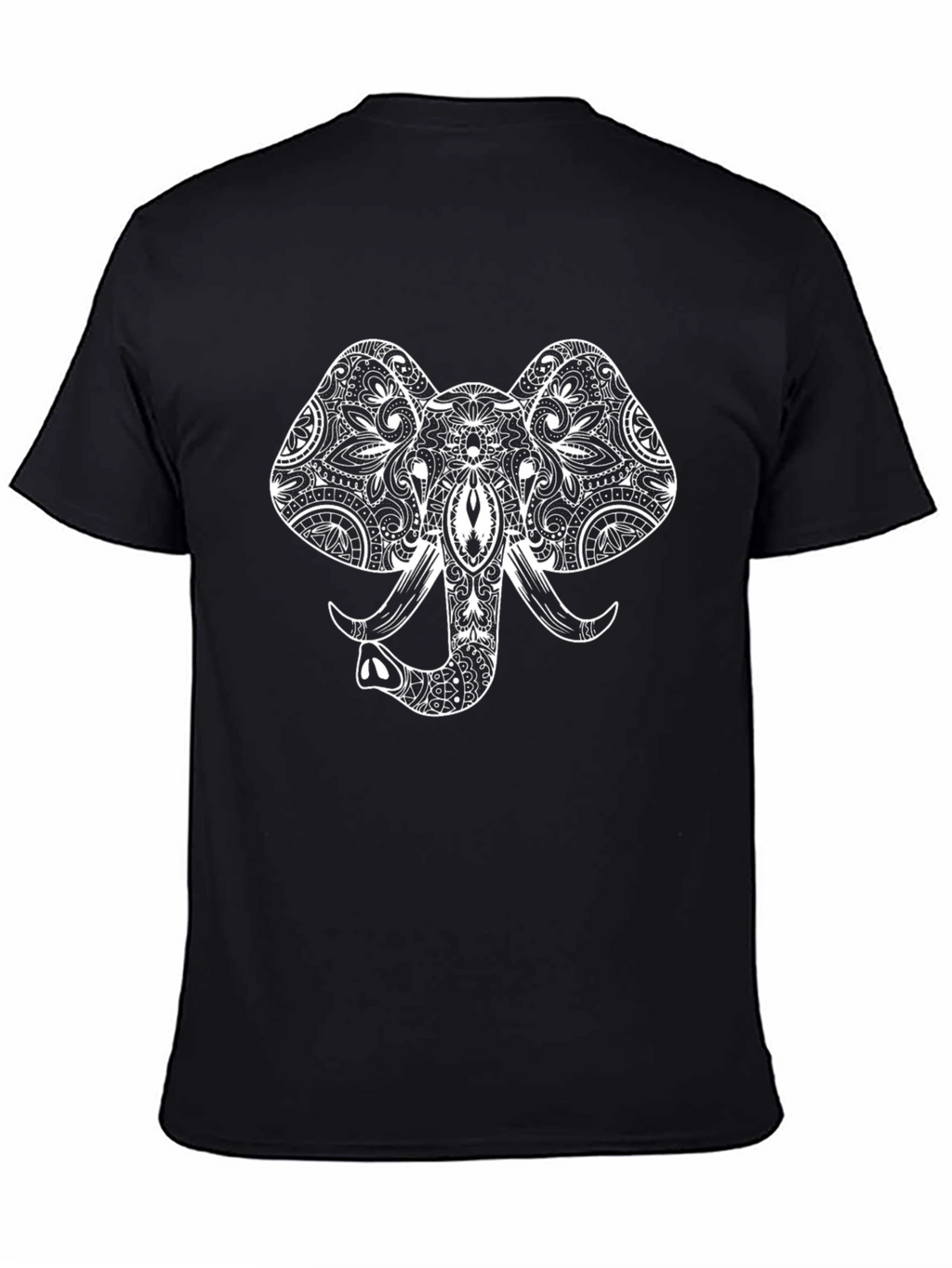 Elephant Mandala Graphic Tee - Black Casual Top