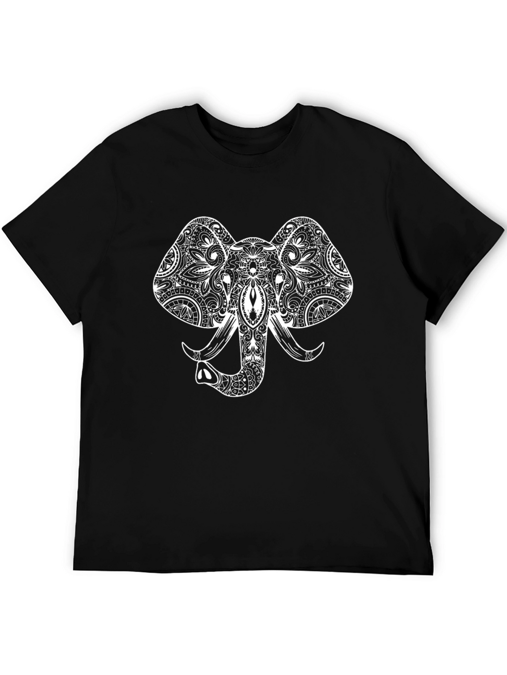 Elephant Mandala Graphic Tee - Black Casual Top