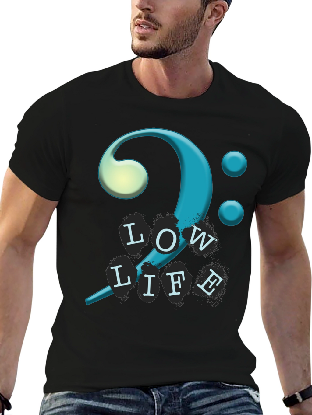 Bass Clef Low Life T-Shirt - Unique Musical Design
