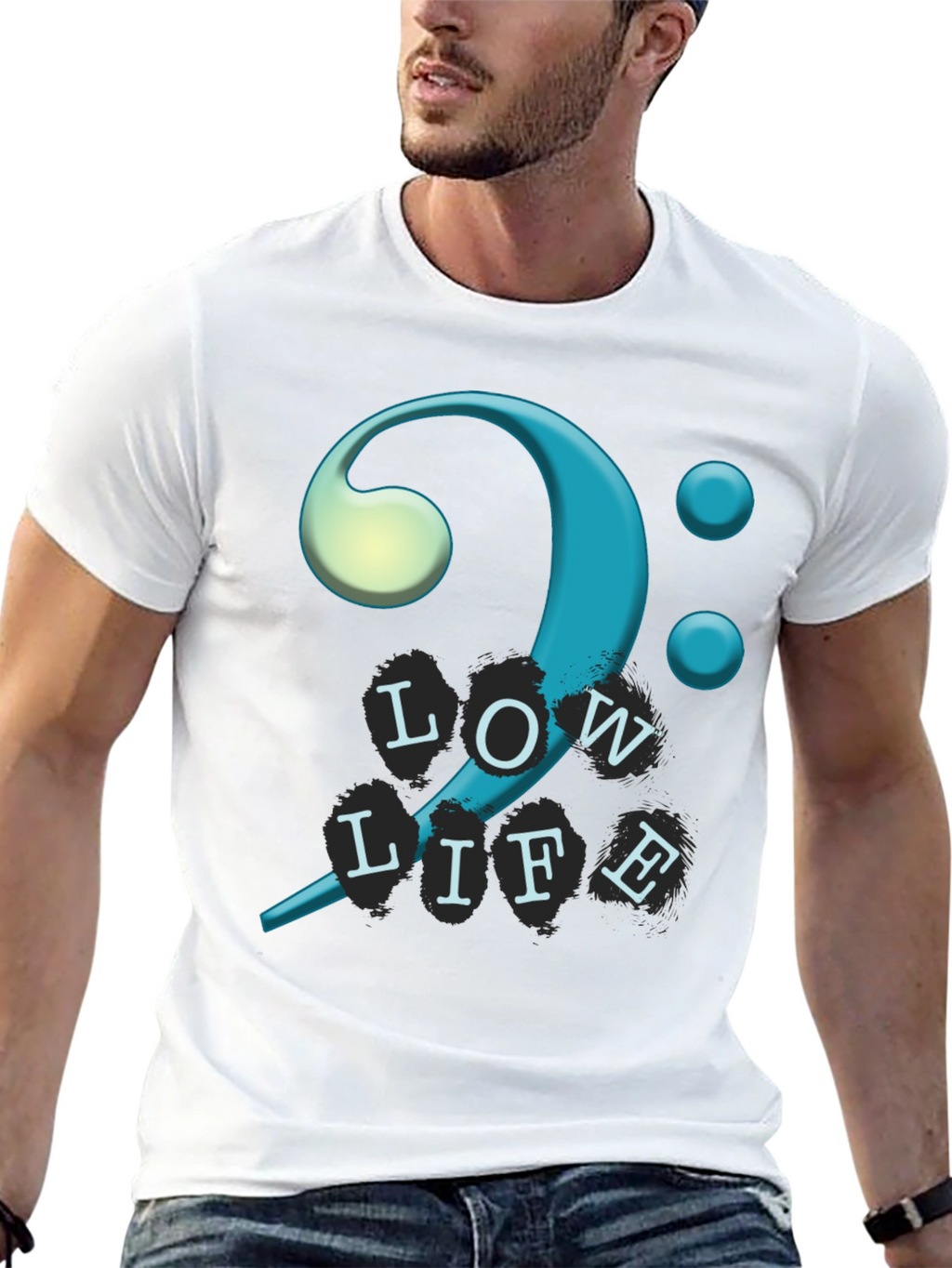 Bass Clef Low Life T-Shirt - Unique Musical Design