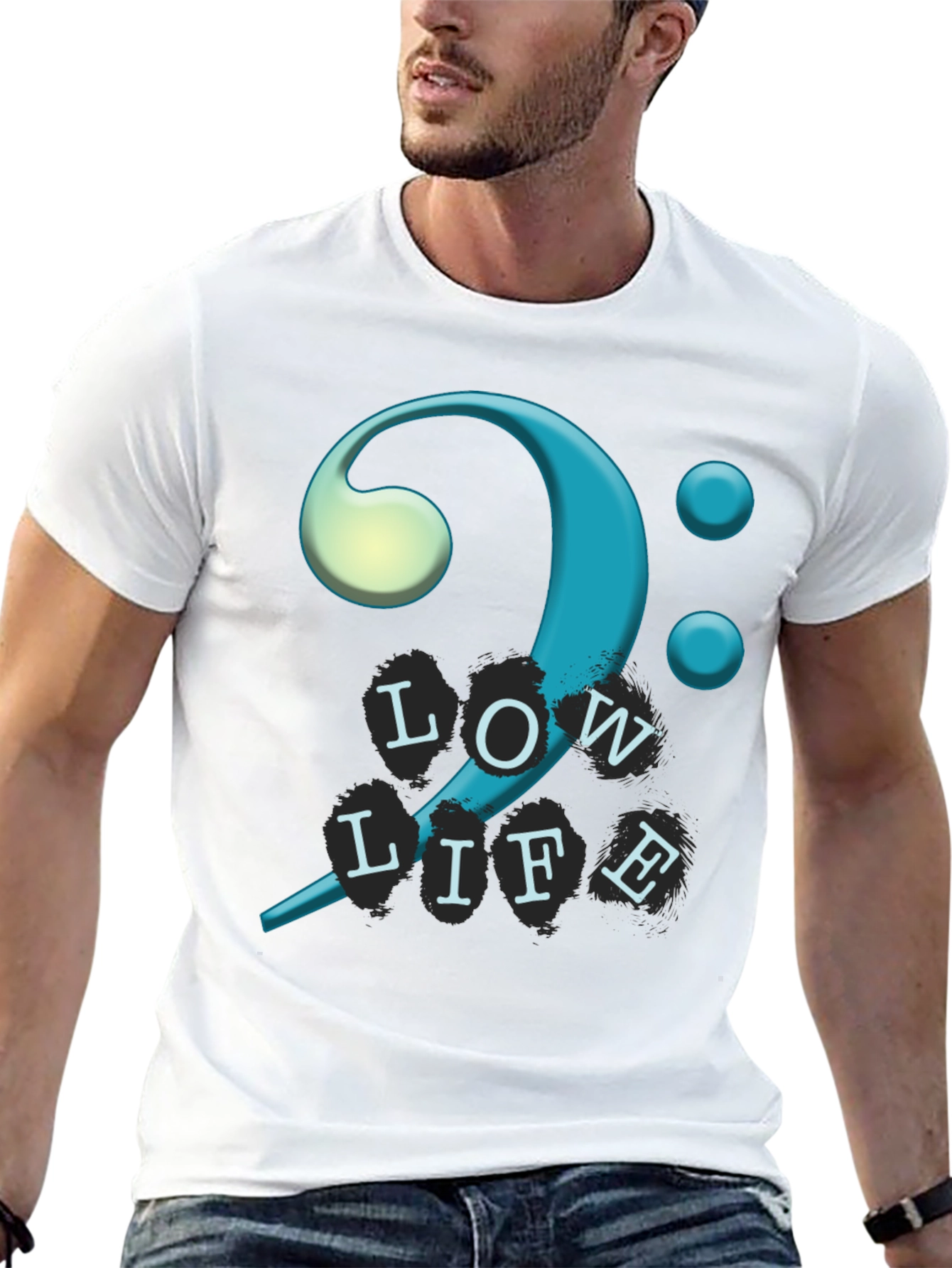 Bass Clef Low Life T-Shirt - Unique Musical Design