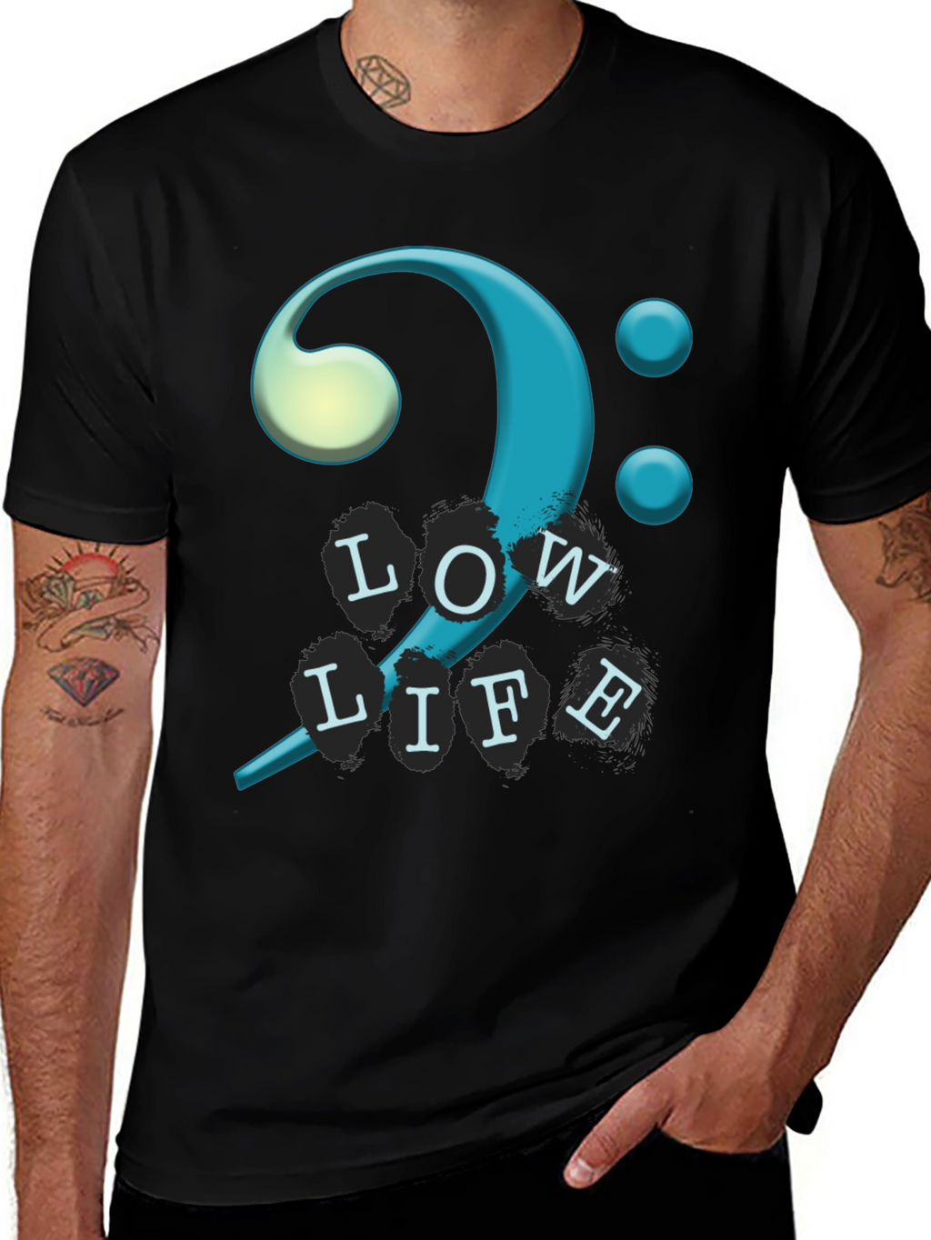 Bass Clef Low Life T-Shirt - Unique Musical Design