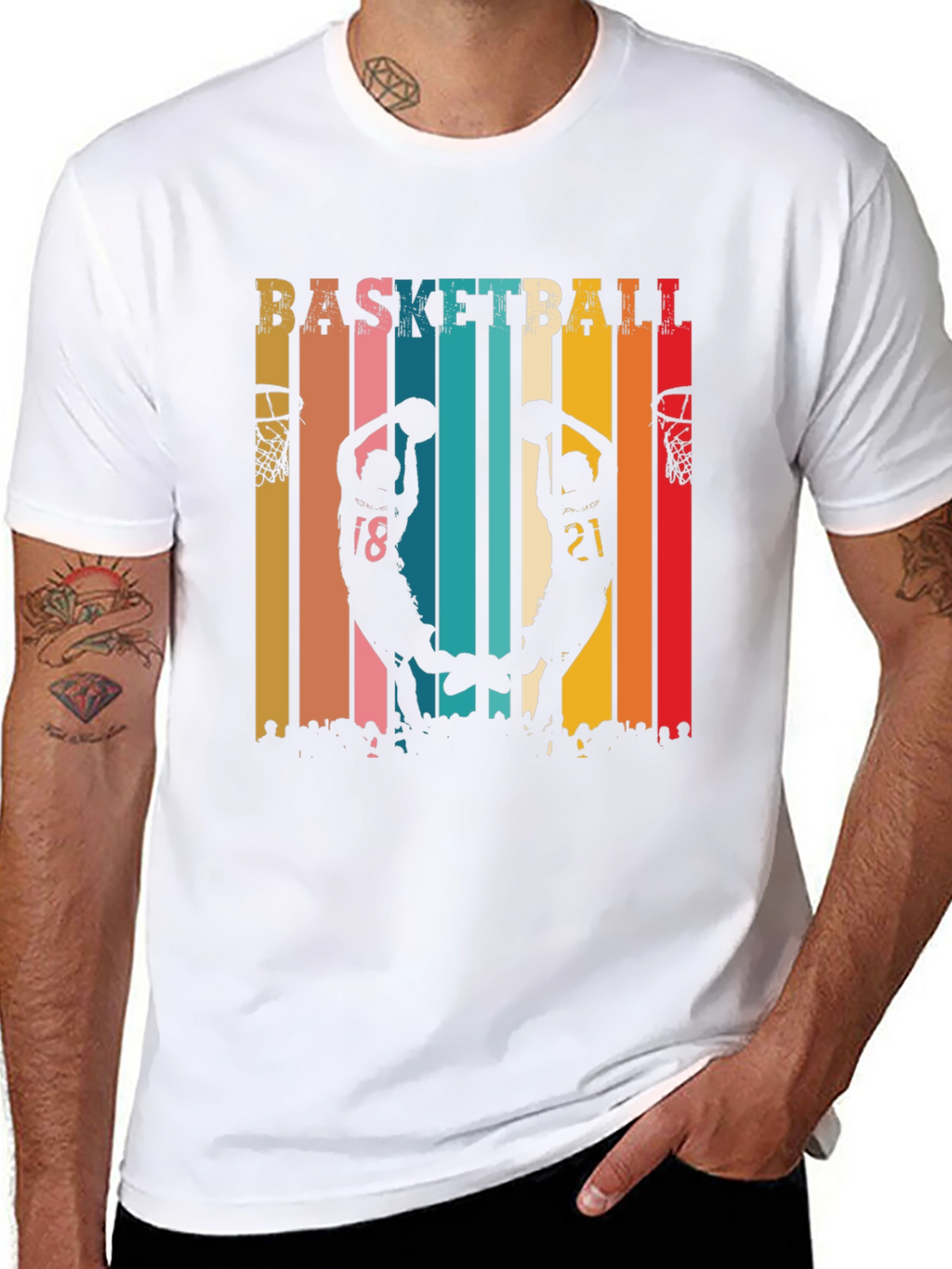 Basketball Silhouette Graphic Tee - Retro Style