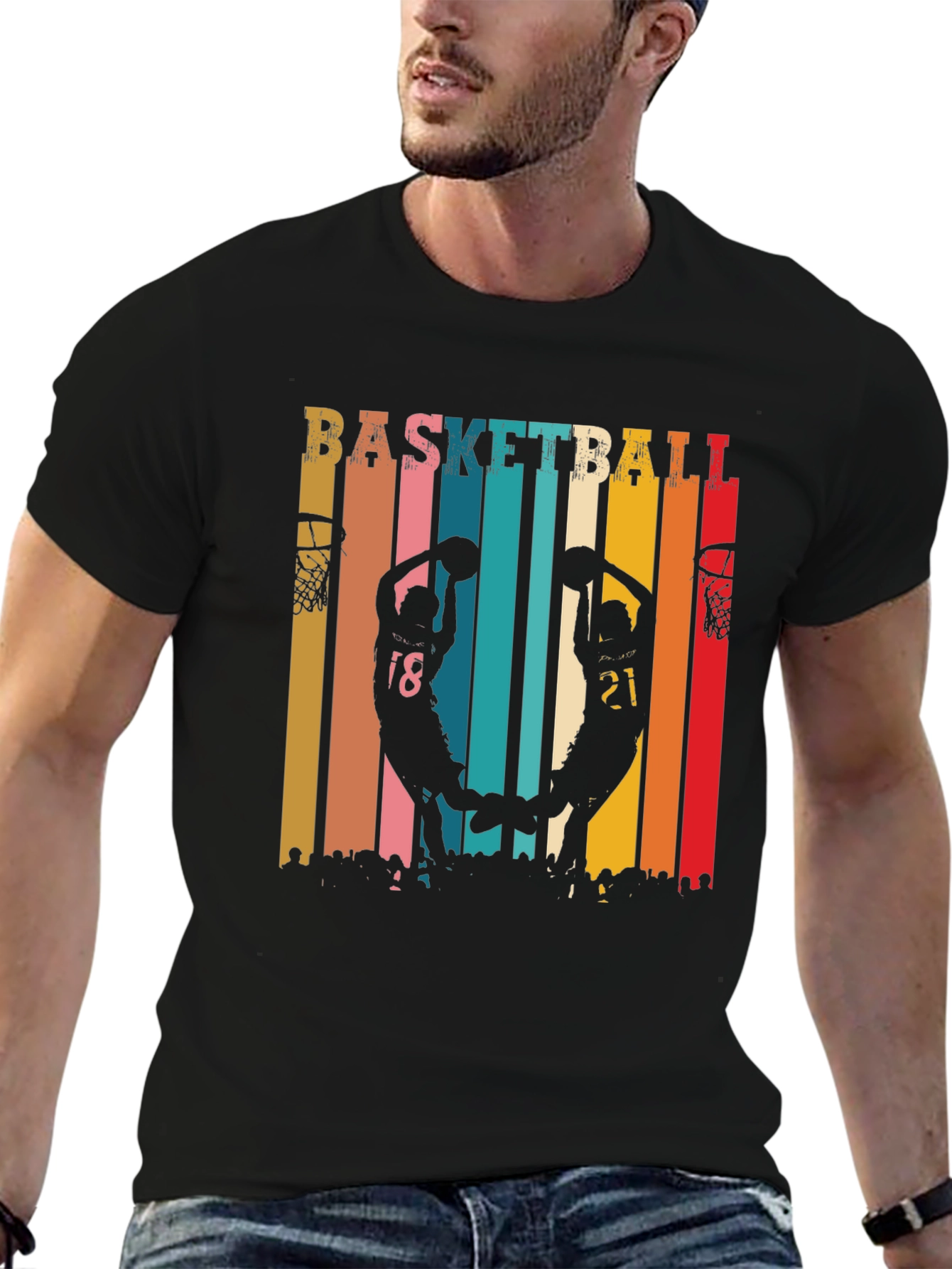 Basketball Silhouette Graphic Tee - Retro Style
