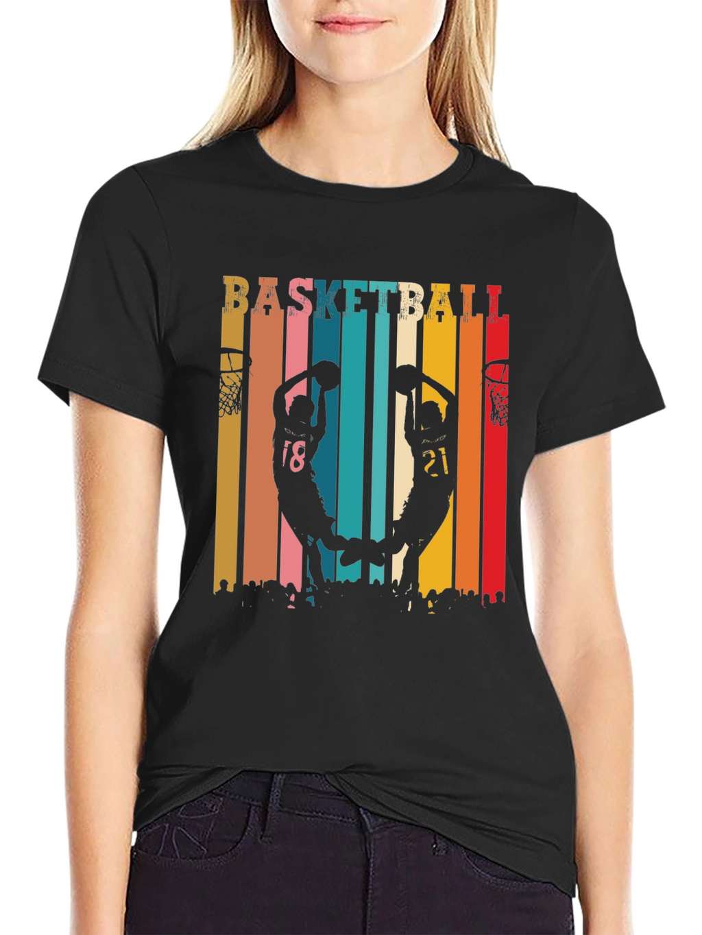 Basketball Silhouette Graphic Tee - Retro Style
