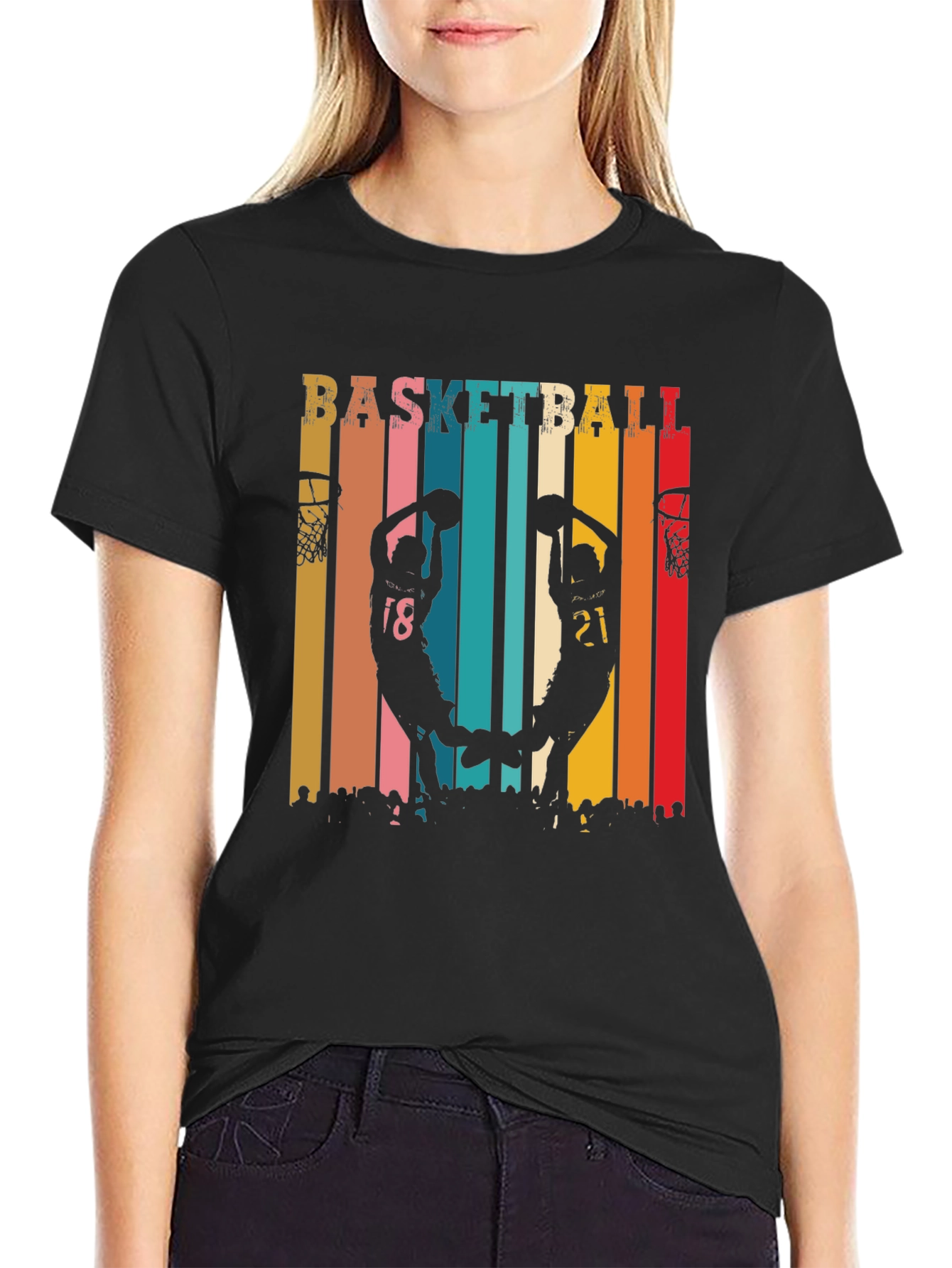 Basketball Silhouette Graphic Tee - Retro Style