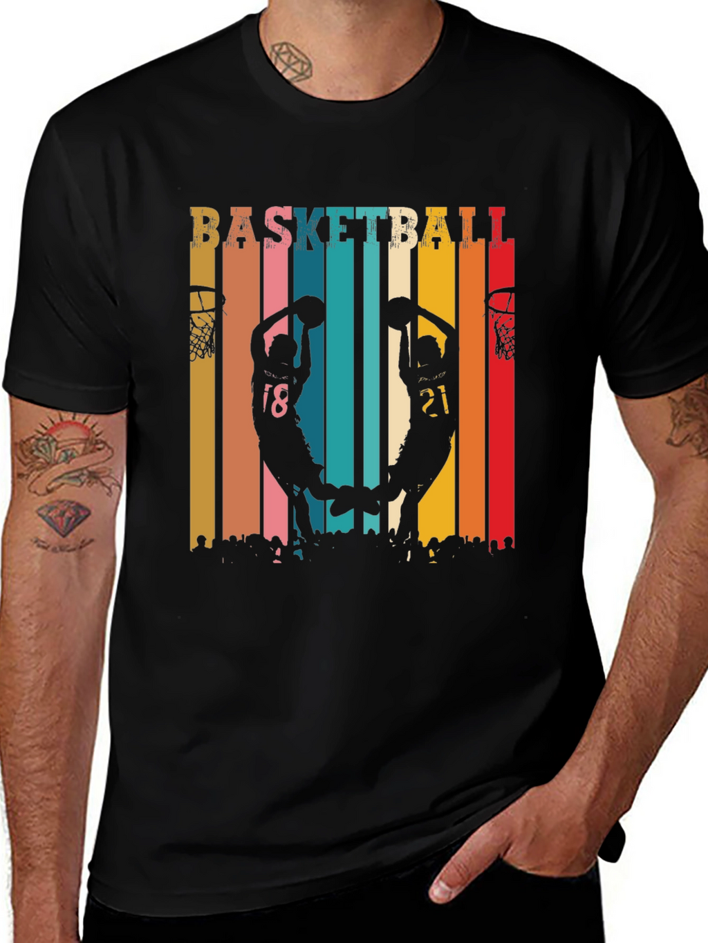 Basketball Silhouette Graphic Tee - Retro Style