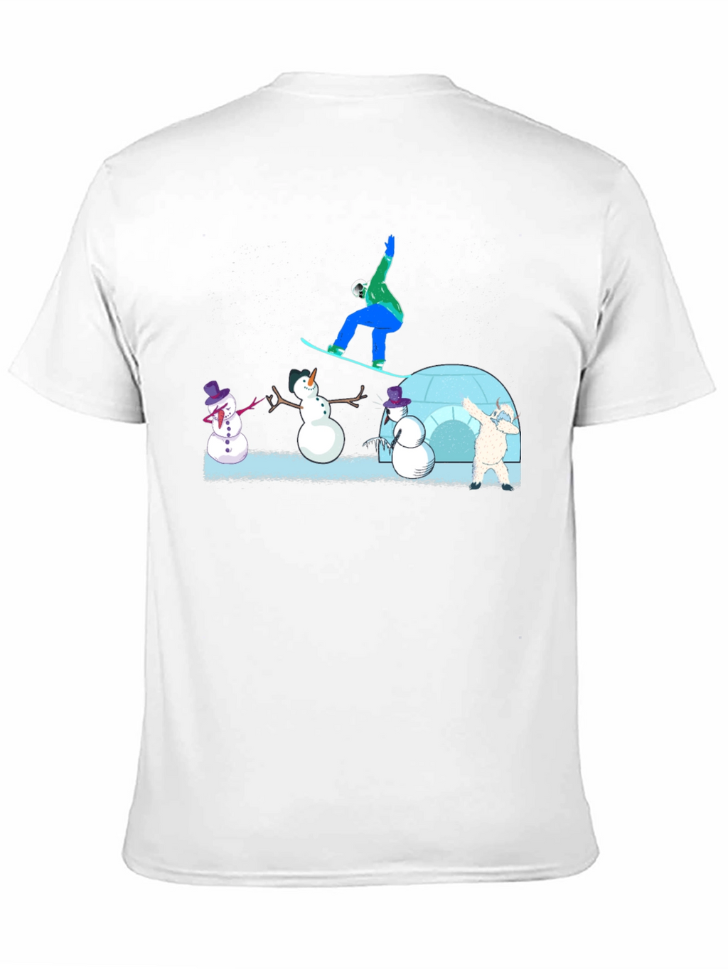 Snowboarder and Snowmen Graphic T-Shirt