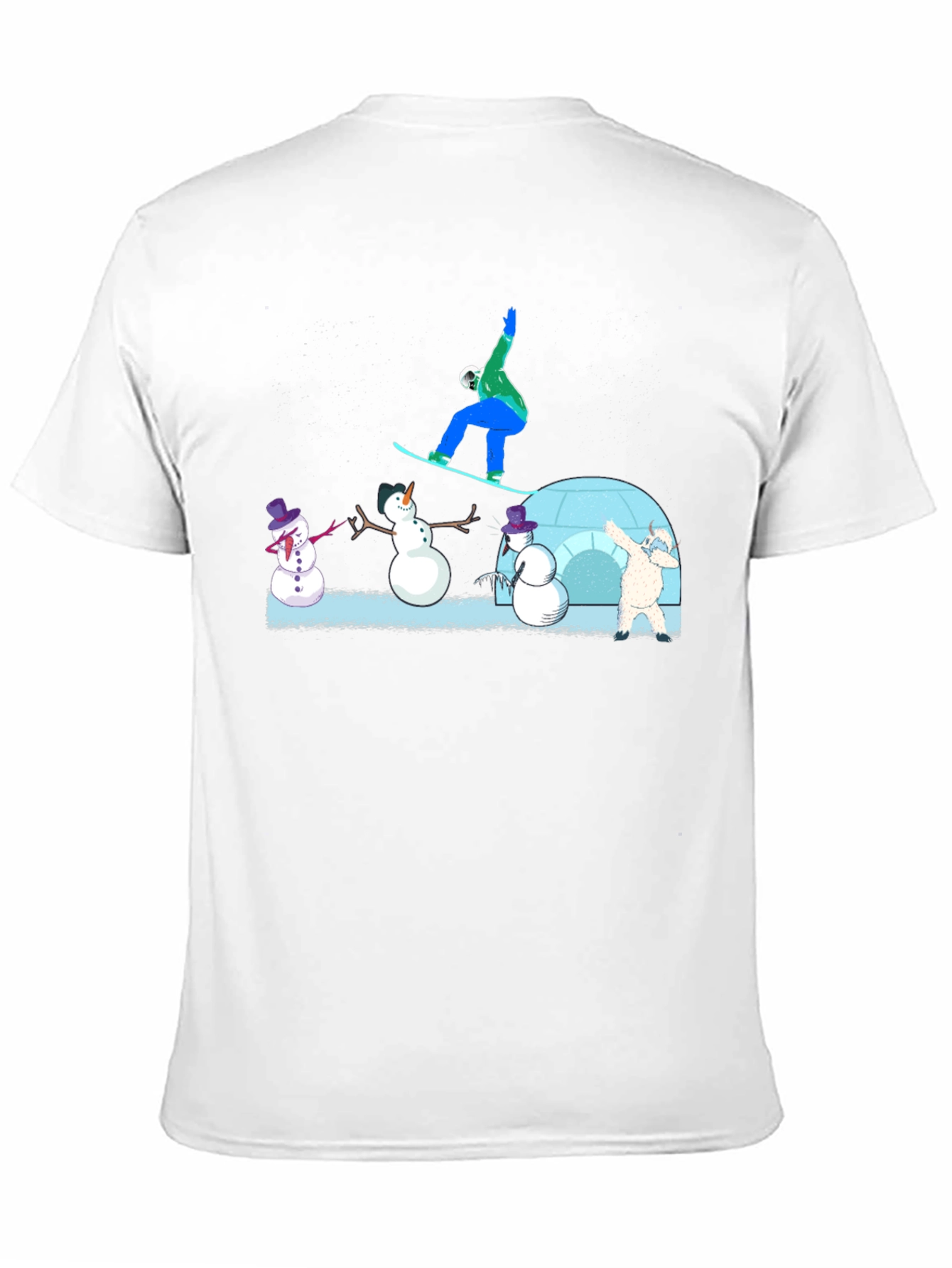 Snowboarder and Snowmen Graphic T-Shirt