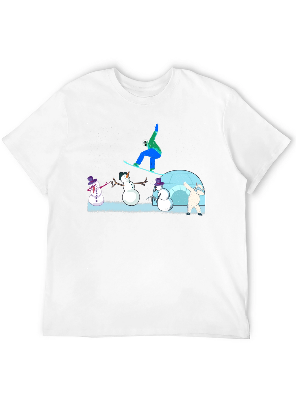 Snowboarder and Snowmen Graphic T-Shirt