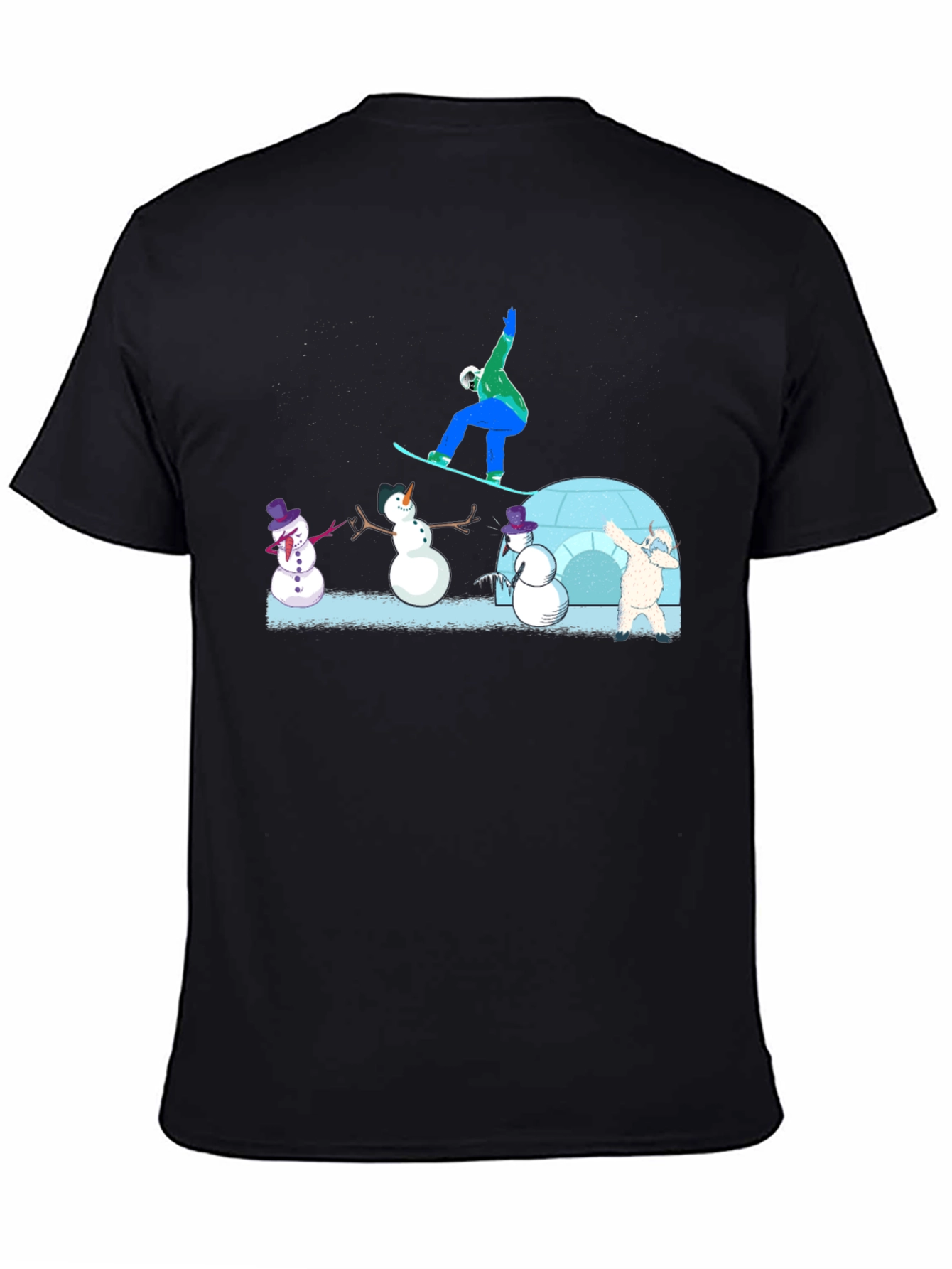 Snowboarder and Snowmen Graphic T-Shirt