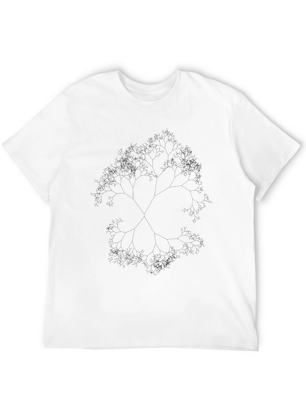 Fractal Tree Graphic Tee - Black Casual Top