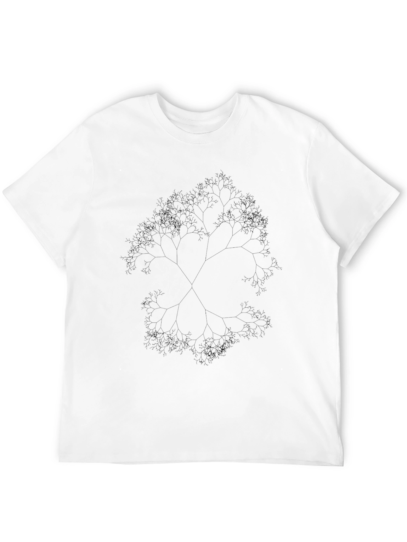 Fractal Tree Graphic Tee - Black Casual Top