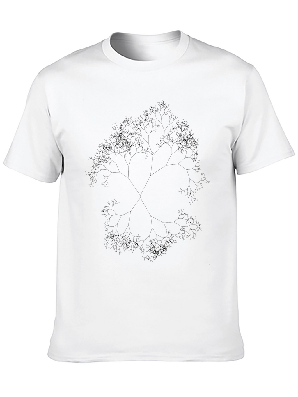 Fractal Tree Graphic Tee - Black Casual Top