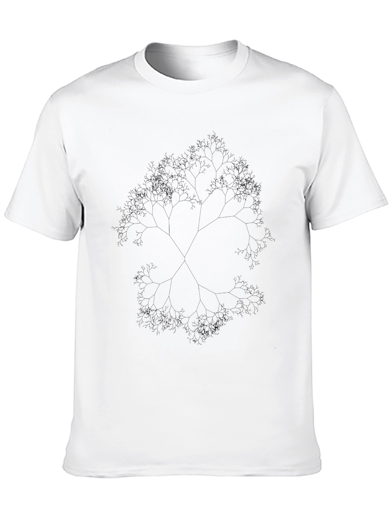 Fractal Tree Graphic Tee - Black Casual Top