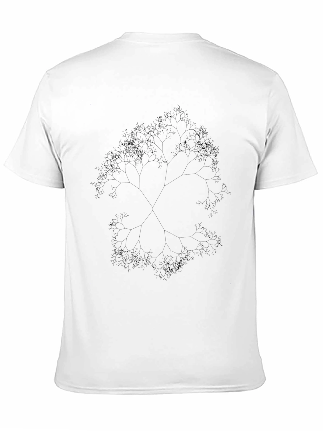 Fractal Tree Graphic Tee - Black Casual Top