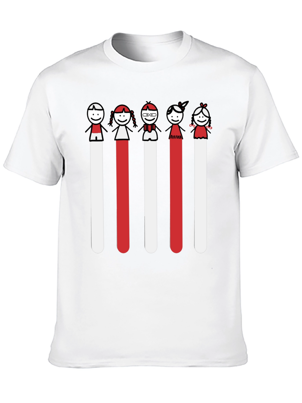 Whimsical Stick Figure Family Black Tee