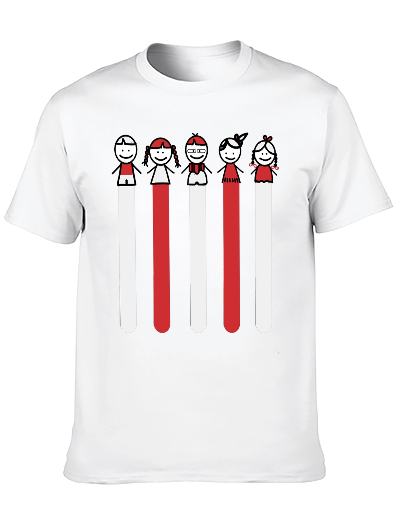 Whimsical Stick Figure Family Black Tee