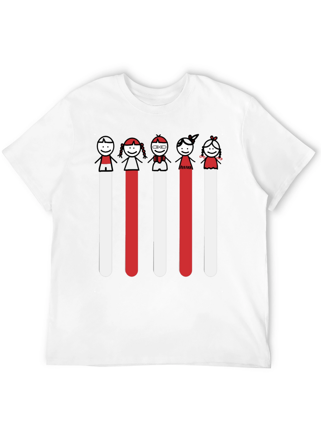 Whimsical Stick Figure Family Black Tee