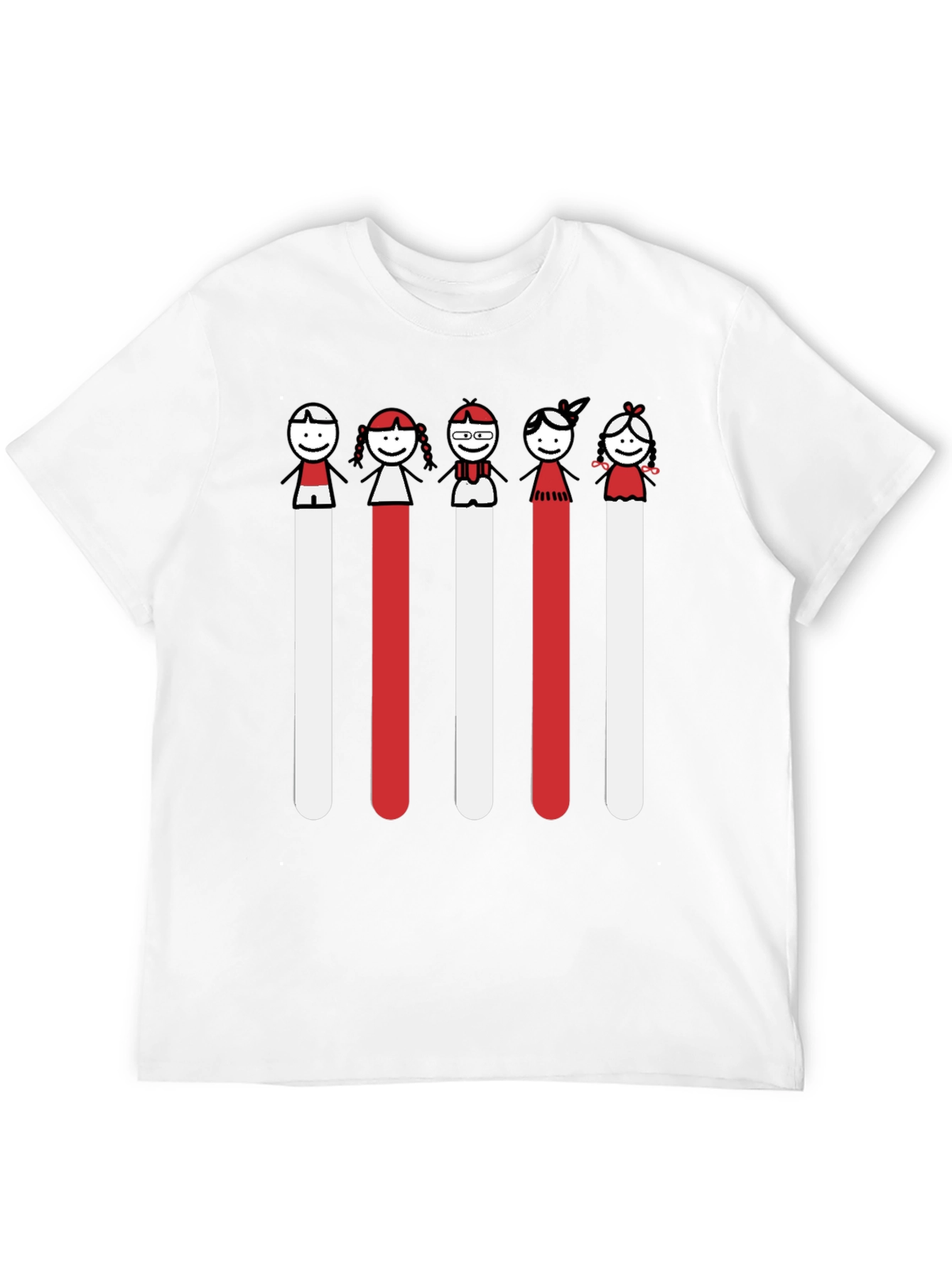 Whimsical Stick Figure Family Black Tee